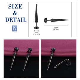 Yumilok Punk Mens Earrings Studs Stainless Steel for Women Hoop Helix Earrings Spike black