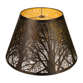 Metal Lamp Shade, ALUCSET Barrel Lampshade with Pattern of Trees Lampshades for Table Lamp, Metal Lamp Shades 7" Top x 13" Bottom x 7.8" High Spider Fitter, Bronze Gold