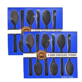Candy Retailer Chocolate Spoons, Candy Hot Chocolate Stirring Edible Spoons, Gourmet Cocoa Edible Spoon Stirrers, Non-GMO, 2.12 Oz (6 Spoons per Box) (Dark Chocolate, 2 Pack)