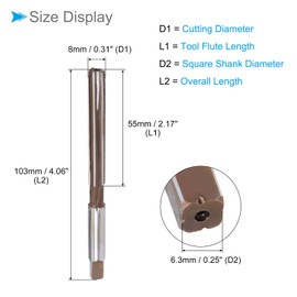 CoCud Hand Reamer 8mm Cutting Dia 6 Cutting Edge H8 Alloy Steel Straight Shank Reamer Drill Bit - (Applications: for Aluminum, Iron, Copper, Plastic, Wood), 2 Pieces