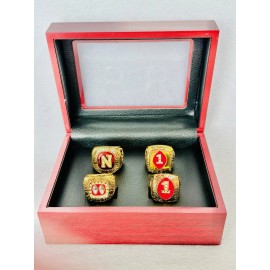EBSportsRings.com 4 PCS Nebraska Cornhuskers 18k GP Championship Ring Set W Box, US SHIP