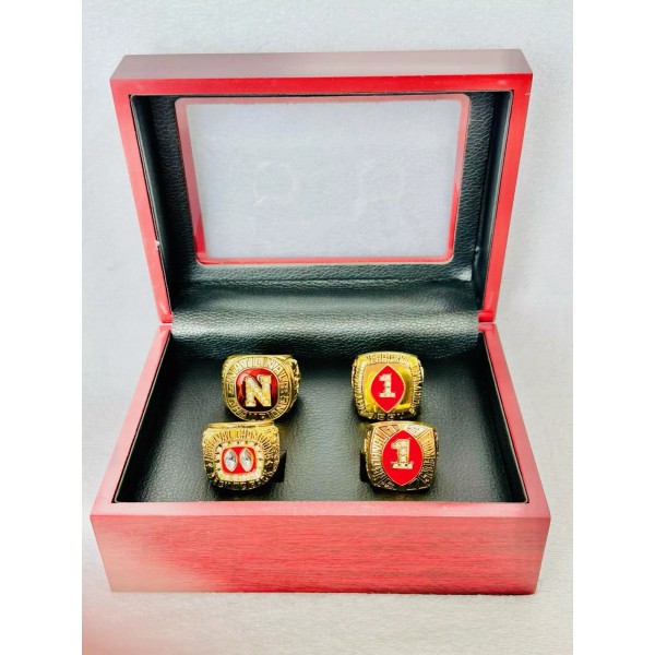 EBSportsRings.com 4 PCS Nebraska Cornhuskers 18k GP Championship Ring Set