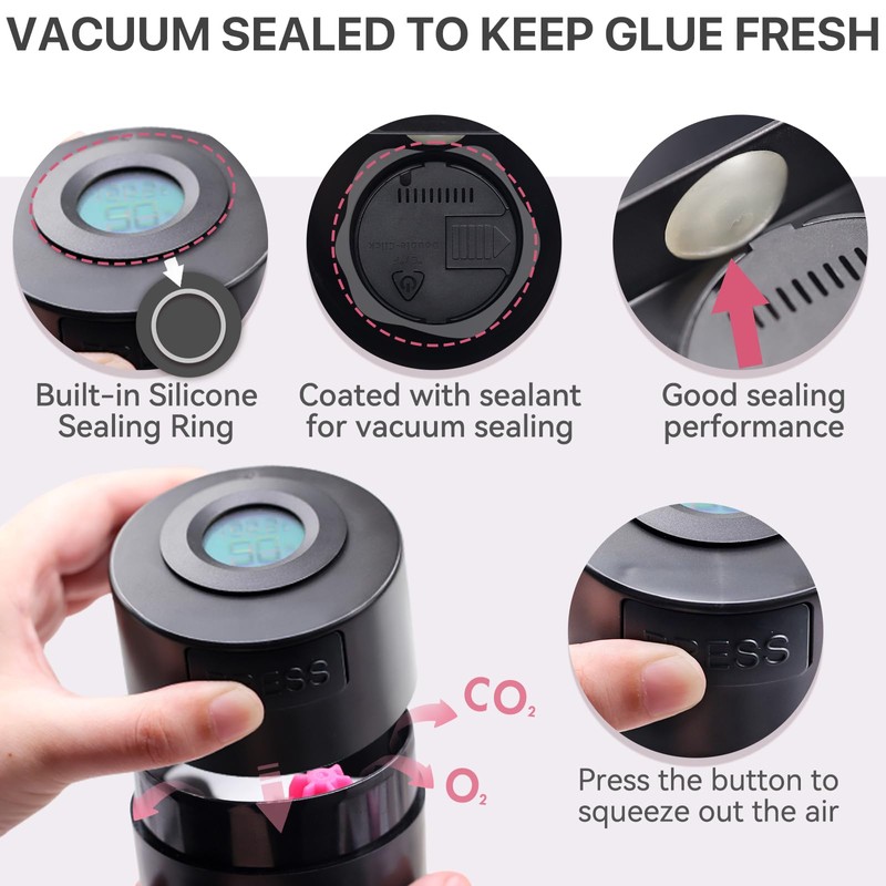 Pretty memory Eyelash Glue Storage Container with Digital Display, Temperature