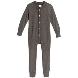 City Threads Baby Boys and Girls' Union Suit Thermal Underwear Set Long John Onesie Footie Perfect for Sensitive Skin and Sensory Friendly SPD, Charcoal, 18/24M
