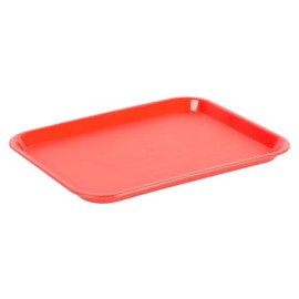 OCS Parts 12-Count Lunch and Dinner Food Trays | Red | 10" x 14" Plastic Food Trays for Home, Cafeteria, Restaurants, Delis, Bakeries, Crafts and Organization