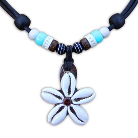 HANA LIMA Shell Necklace Surfer Necklace Flower Chain Leather Necklace Women's Surfer Necklace, Leather, 0
