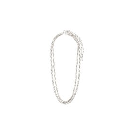PILGRIM BLOSSOM Recycled Curb Necklace 2 in 1 Set, Silver