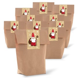 Logbuch-Verlag 50 Santa Claus Gift Bags Christmas 14 x 22 x 5.6 cm Bags + Sticker Banderole for Gluing Bags for Children Customers Companies