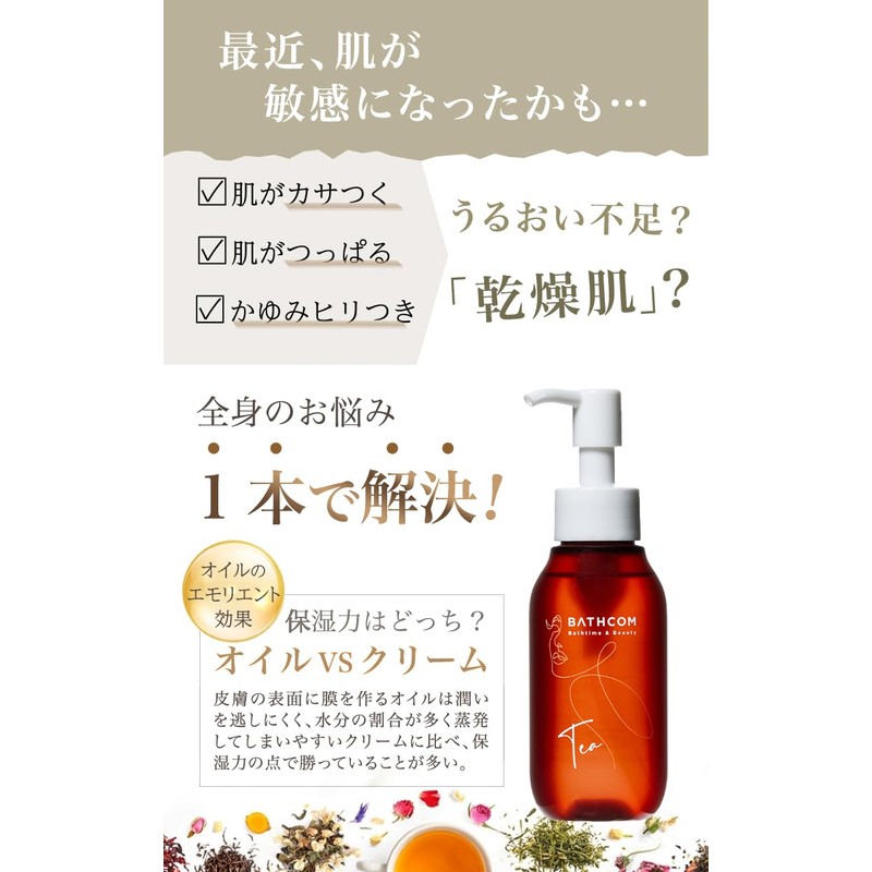 BATHCOM Bath Com Body Oil, For Wet Body, Moisturizing, Massage
