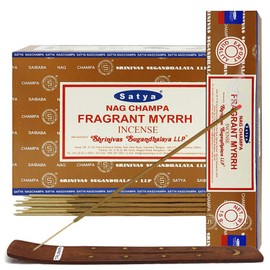 Fragrant Myrhh Incense Sticks and Incense Stick Holder Bundle Insence Insense Satya Incense