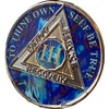 3 Year AA Medallion Sapphire Blue Swirl Tri-Plate Sobriety Chip