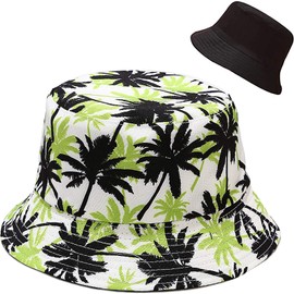 XYIYI Reversible Bucket Hat, Angler’s Hat, Sun Hat for Women, Girls, Coconut tree