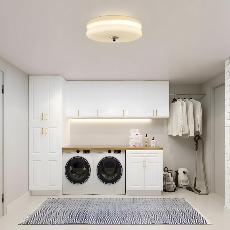 Bofea-Nordic Bedroom Circular Lamp Ceiling, Milk White Glass LED Round