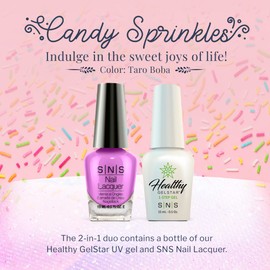 SNS Nail UV Gel and Nail Polish Lacquer Combo, Candy Sprinkles - Taro Boba (Purple) - Long-Lasting Nail Color, Gel & Lacquer Duo Lasts 14 Days - UV Lamp Required - 0.5 Fl Oz