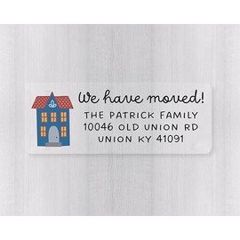 60ct - We Have Moved Return Address Clear Transparent Christmas & Holiday Card Labels/Stickers/Seals (#722-C)