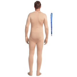 Full Bodysuit With Zipper Helper Unisex Adult Costume Without Hood Spandex Stretch Zentai Unitard Body Suit (Large, Nude)