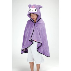Skater BPO1-A Sanrio Water Absorption Quick-Drying Hooded Basponcho Kuromi Length 42.5 x Width 36.2 inches (108 x 92 cm)