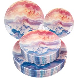 ejonirinjonir EI 60pcs Disposable Plastic Plates Pink and Blue Heavy Duty Plastic Plates 10.25" and 7.5" Dinnerware Set for Party,Wedding,Birthday 30 Guests Disposable Party Supplies