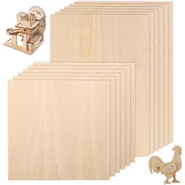 12 Pieces Basswood Sheets, Natural Thin Plywood Sheets, Unfinished Wood Boards for Crafts, Painting, Coherent Light Source Projects, Wood Engraving, 200x100mm, 100x100mm