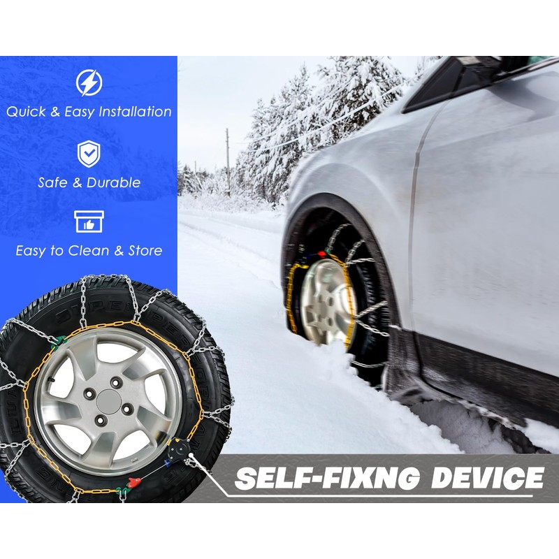 Snow-Chains Auto Fixing 1 Min Quick Fit Easy Installation Tire-Chains,