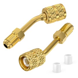 CALPOSE R410a Adapter, Mini Split Adapter With 45° Angle Thimble, 5/16 Inch Female Quick Coupler to 1/4 Inch Male Flare Connecotor for Mini Split System Air Conditioners, HVAC and Refrigeration Servic