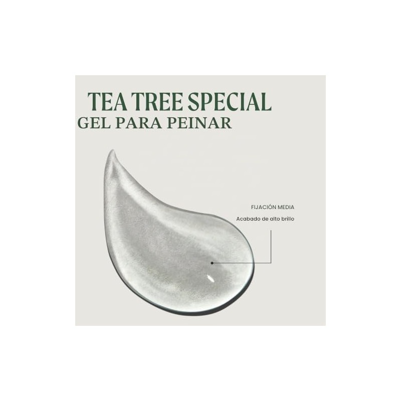 Tea Tree Styling Gel, Fijación Media, Acabado de Alto Brillo,