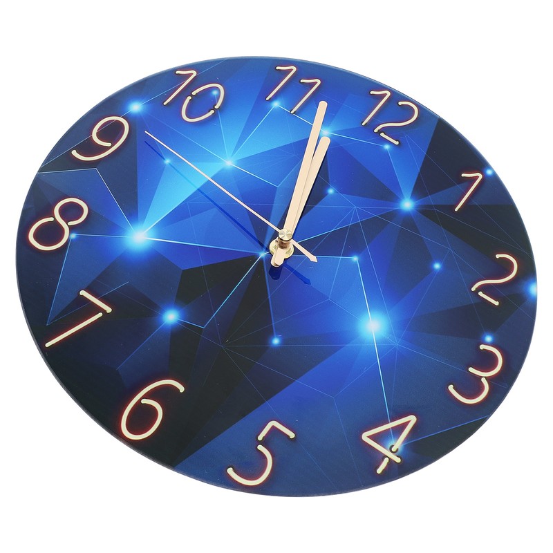 30cm Glass Blue Wall Clock for Living Room Decor Silent