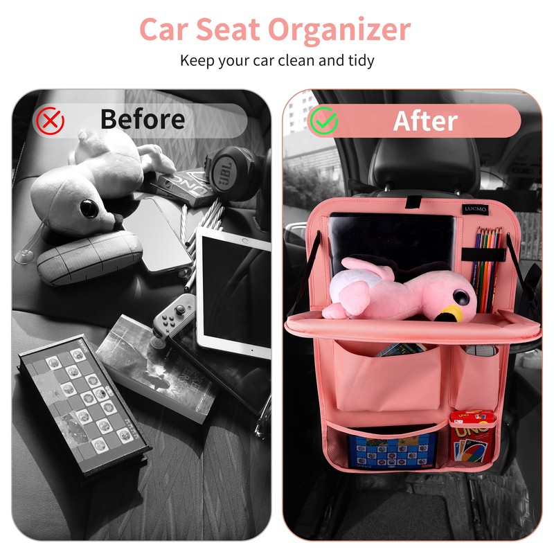 LUCMO Car Backseat Organizer with Tablet Holder,6 Storage Pockets Car