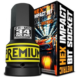 Aiourx 1" Drive H34 Impact Hex Bit Socket, 34 mm Allen Bit Socket, Metric, Cr-Mo Steel, Truck Repair and Equipment Maintenance