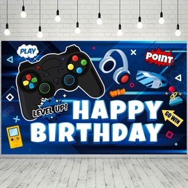 Video Game Birthday Background, 71 x 43 Inch Video Game Background for Decorations for Gaming, Birthday Parties & Video Games, Children's Birthday Decoration