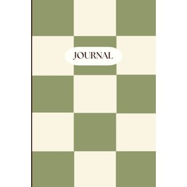 100 Page Lined Notebook - Almond Cream and Sage Green Checkered Journal