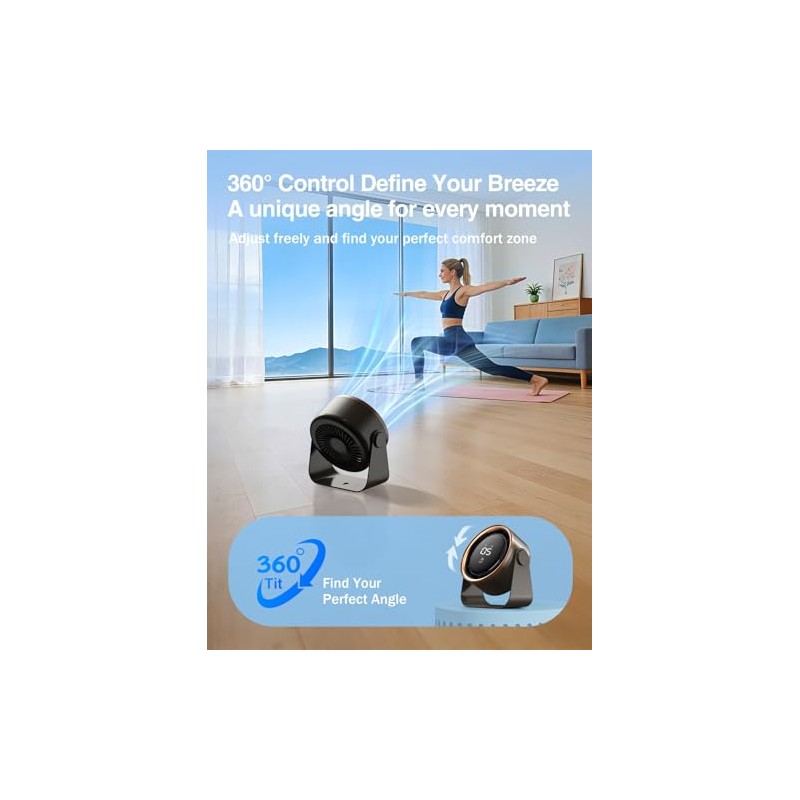 HAGEDAWN Ultra-Quiet Small Desk Fan with Touch Control & LED