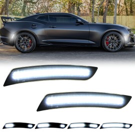 LED Dynamic Side Marker Lights Compatible with Camaro 2016 2017 2018 2019 2020 2021 2022 2023, White Front & Rear Fender Side Markers, Bumper Marker Lamps, Parking Light, 4PCS