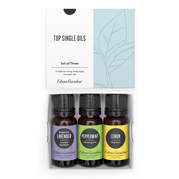 Edens Garden Top Essential Oil 3 Set, Best 100% Pure Aromatherapy Intro Kit (for Diffuser & Therapeutic Use), 10 ml