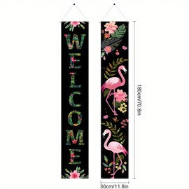 BlissYard 2pcs Black Pink Summer Door Banner Hawaiian Flamingo Porch Banners Sign Sunshine Hibiscus Floral Front Door Hanging Decor Banner for Seasonal Home Hawaii Tropical Party Outdoor Decorations