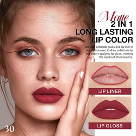 evpct 1Pcs Blue Red Lip Stain Paint Matte Lip Liner and Lipstick Set Long Lasting Smudge Proof labiales matte mate larga duracion listip 24 hours a prueba de agua mate 24 horas originales,30#