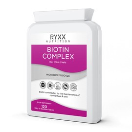 Biotin Complex | Biotin Hair Growth Supplement 10,000μg | High Strength Hair Skin and Nails Vitamins for Women & Men | 120 Vegan Tablets | Made in The UK by RYXX