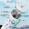 Meoky Vaso Térmicos De Inoxidable Con Calor/frí Pajilla 40oz