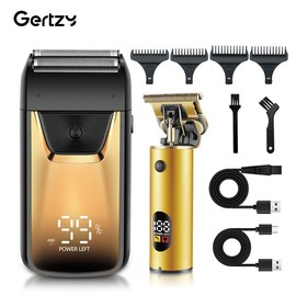 GERTZY Professional Men's Grooming Set: Beard Trimmer + Hair Clipper, Electrically Powered, Long Lasting Battery Life, Winter Gift Set Christmasgift Comfort meets durability-Electric shaver . For daily facial use, Versatile Use, Golden - Color: Gradient 
