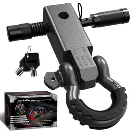 AUTMATCH Shackle Hitch Receiver 2 Inch - 3/4" D Ring Shackle and 5/8" Trailer Hitch Lock Pin, 45,000 Lbs Break Strength Heavy Duty Receiver Towing Kit for Off-Road Vehicle Recovery, Gunmetal Gray