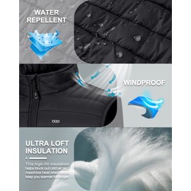 33,000ft 33,000ft Men's Lightweight Gilet, Packable Quilted Puffer Padded Vest Outerwear, Body Warmer Windproof Sleeveless Jacket for Golf Running Hiking Horse Riding Black L