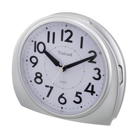 5.5" Silent Analog Alarm Clock Non Ticking, Gentle Wake, Beep Sounds, Increasing Volume, Battery Operated Snooze and Light Functions, Easy Set (Silver)