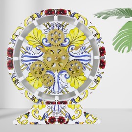 The Gears Clock Wall Clock Italy Collection with Moving Gears (Positano, 10 inch Round)