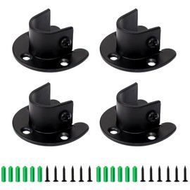Zydiwo Pack of 4 Cabinet Rod Bracket Stainless Steel Cabinet Rod Brackets 32 mm Heavy Duty Cabinet Rod End Support U-Shaped with Screws (Black 32 mm)