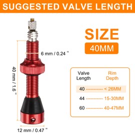 sourcing map 2pcs Tubeless Valve Stems 40mm Aluminum Alloy Tubeless Valve Super Light No Leak Durable with 4 Hole and Caps Fit Most Bicycle Tubeless Rims, Red
