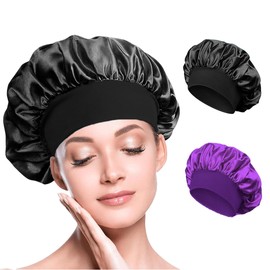 MAG 2 pcs Silk Bonnet with Soft Elastic Band, Breathable Satin Hair Bonnet for Sleeping Suitable for Long, Straight and Curly Hair.