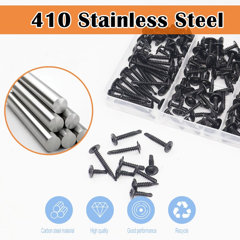 weideer 180pcs #8 Self Tapping Screws for Metal, Sheet Metal