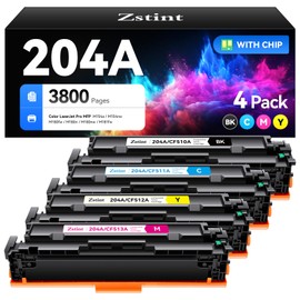Zstint 204A Toner Cartridge Set 4-Pack Replacement for HP 204A 204X CF510A CF511A CF512A CF513A Compatible HP Color Laserjet Pro MFP M180fw M180n M180nw M181fw M154a M154nw M154 M180 M181 Printer Ink Black