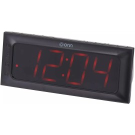 ONN AM/FM Digital Alarm Clock Radio, Large 2" x 6.4" Wide LED Display Dual Alarm
