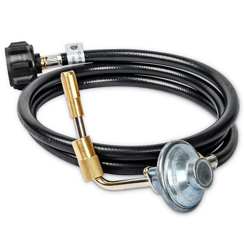 GasSaf 5 FT Propane Adapter Hose with Griddle Regulator, Griddle